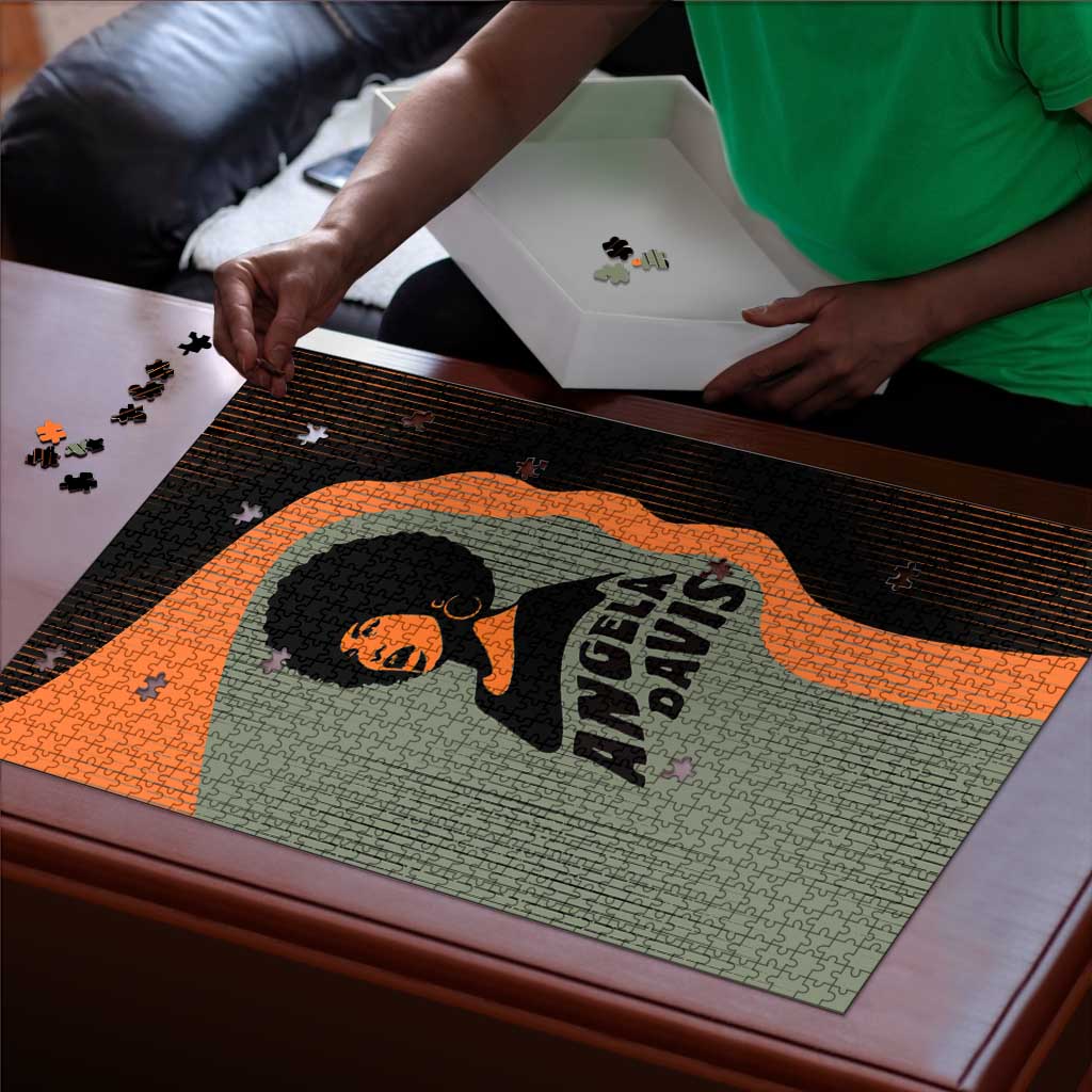 Angela Davis Puzzle Retro Graphic Design I Am Changing the Things I Cannot Accept Quote Civil Rights Empowerment Tribute - African Pride