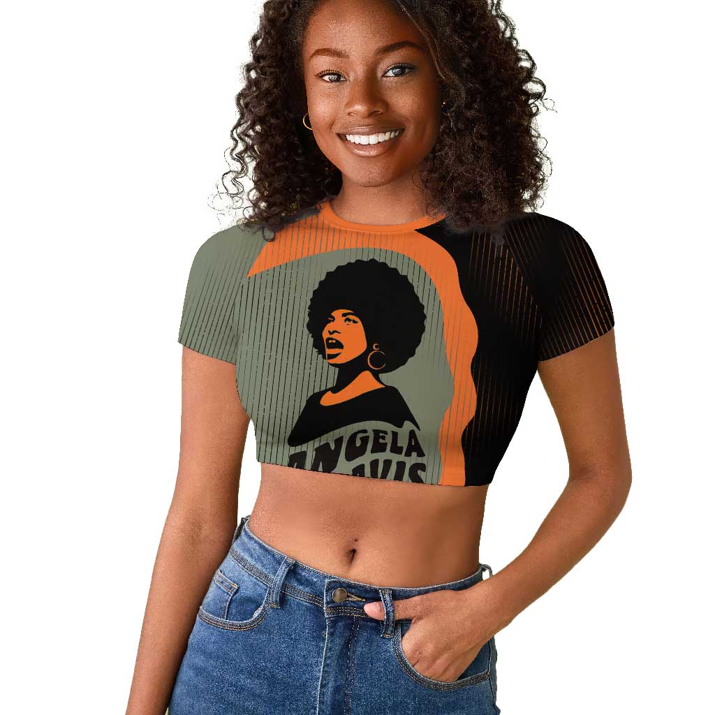 Angela Davis Raglan Cropped T shirt Retro Graphic Design I Am Changing the Things I Cannot Accept Quote Civil Rights Empowerment Tribute TS04