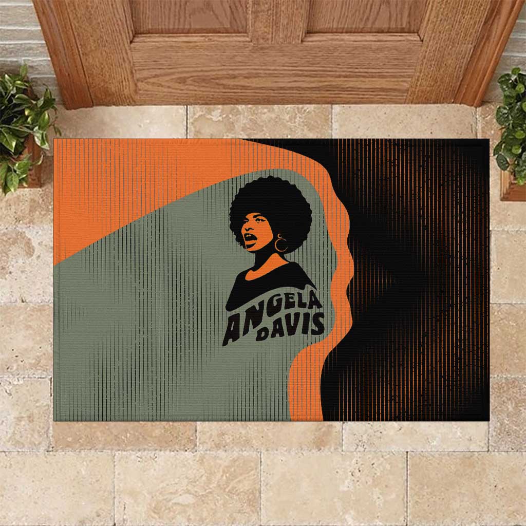 Angela Davis Rubber Doormat Retro Graphic Design I Am Changing the Things I Cannot Accept Quote Civil Rights Empowerment Tribute - African Pride