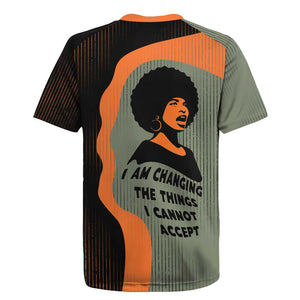Angela Davis Rugby Jersey Retro Graphic Design I Am Changing the Things I Cannot Accept Quote Civil Rights Empowerment Tribute TS04