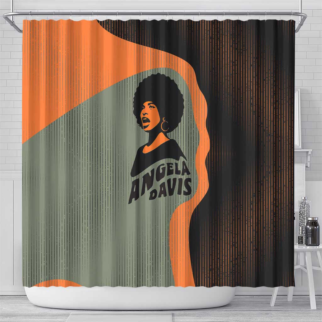 Angela Davis Shower Curtain Retro Graphic Design I Am Changing the Things I Cannot Accept Quote Civil Rights Empowerment Tribute - African Pride