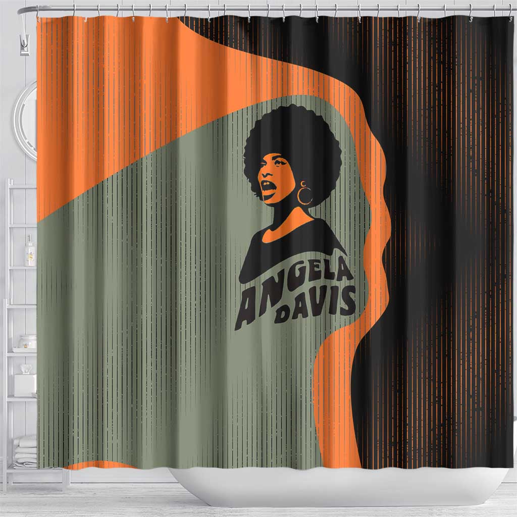 Angela Davis Shower Curtain Retro Graphic Design I Am Changing the Things I Cannot Accept Quote Civil Rights Empowerment Tribute - African Pride
