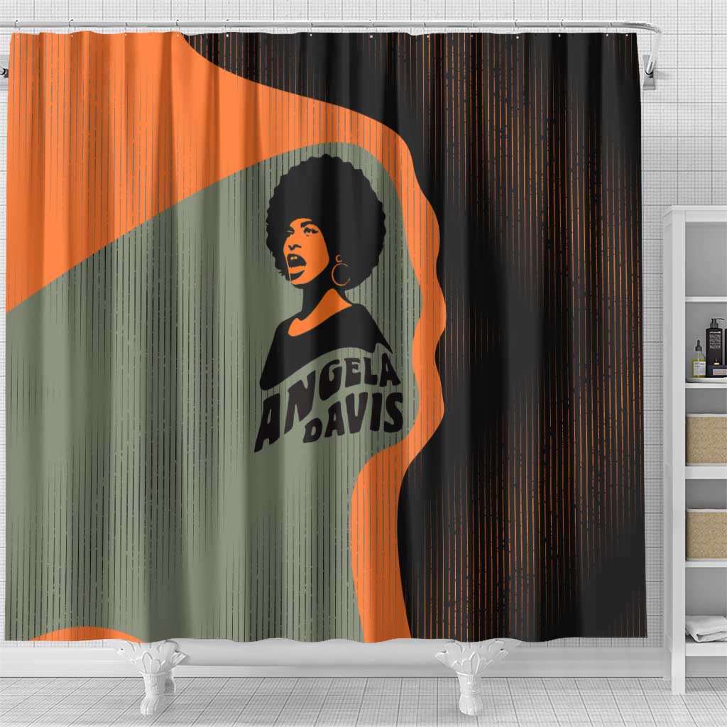 Angela Davis Shower Curtain Retro Graphic Design I Am Changing the Things I Cannot Accept Quote Civil Rights Empowerment Tribute - African Pride