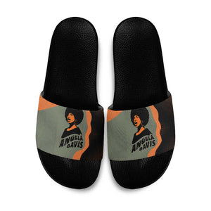 Angela Davis Slide Sandals Retro Graphic Design I Am Changing the Things I Cannot Accept Quote Civil Rights Empowerment Tribute - African Pride