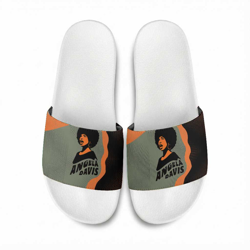 Angela Davis Slide Sandals Retro Graphic Design I Am Changing the Things I Cannot Accept Quote Civil Rights Empowerment Tribute - African Pride