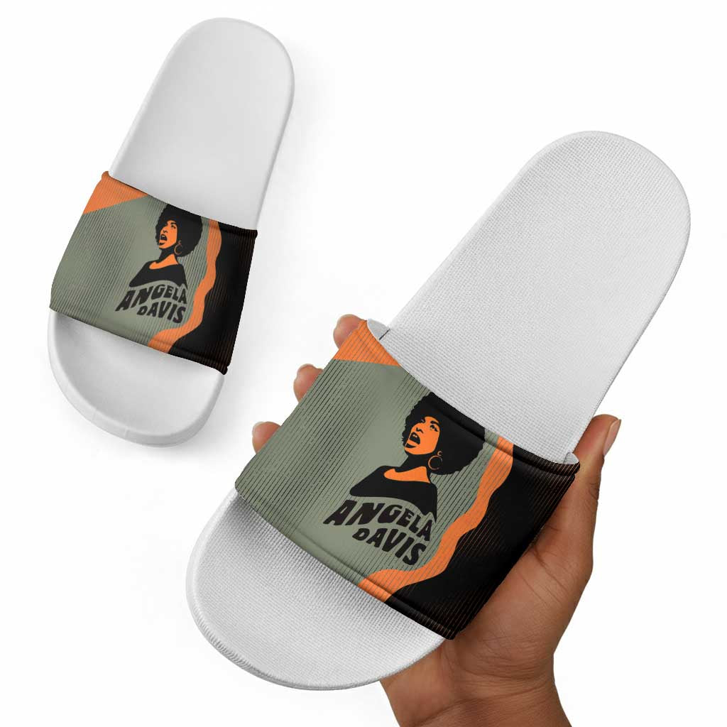 Angela Davis Slide Sandals Retro Graphic Design I Am Changing the Things I Cannot Accept Quote Civil Rights Empowerment Tribute - African Pride