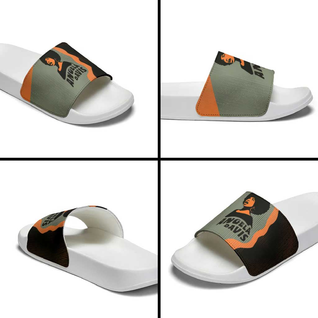 Angela Davis Slide Sandals Retro Graphic Design I Am Changing the Things I Cannot Accept Quote Civil Rights Empowerment Tribute - African Pride