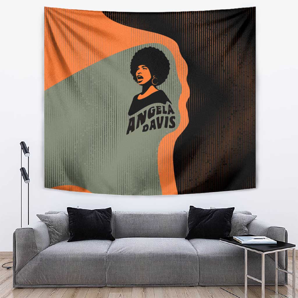 Angela Davis Tapestry Retro Graphic Design I Am Changing the Things I Cannot Accept Quote Civil Rights Empowerment Tribute - African Pride