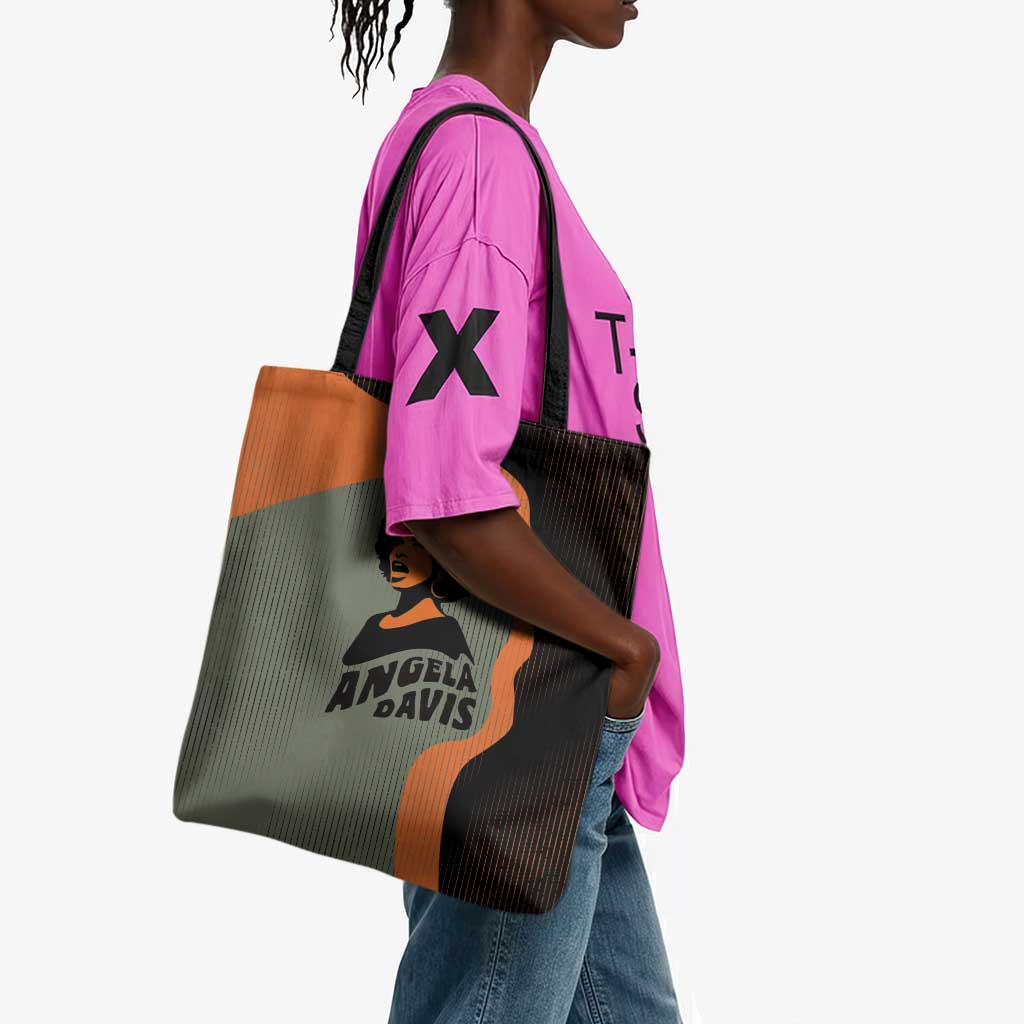 Angela Davis Tote Bag Retro Graphic Design I Am Changing the Things I Cannot Accept Quote Civil Rights Empowerment Tribute - African Pride