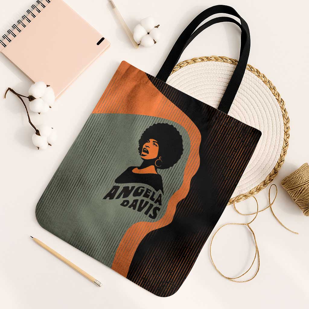 Angela Davis Tote Bag Retro Graphic Design I Am Changing the Things I Cannot Accept Quote Civil Rights Empowerment Tribute - African Pride