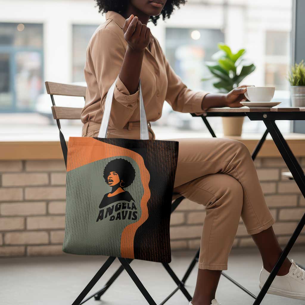 Angela Davis Tote Bag Retro Graphic Design I Am Changing the Things I Cannot Accept Quote Civil Rights Empowerment Tribute - African Pride