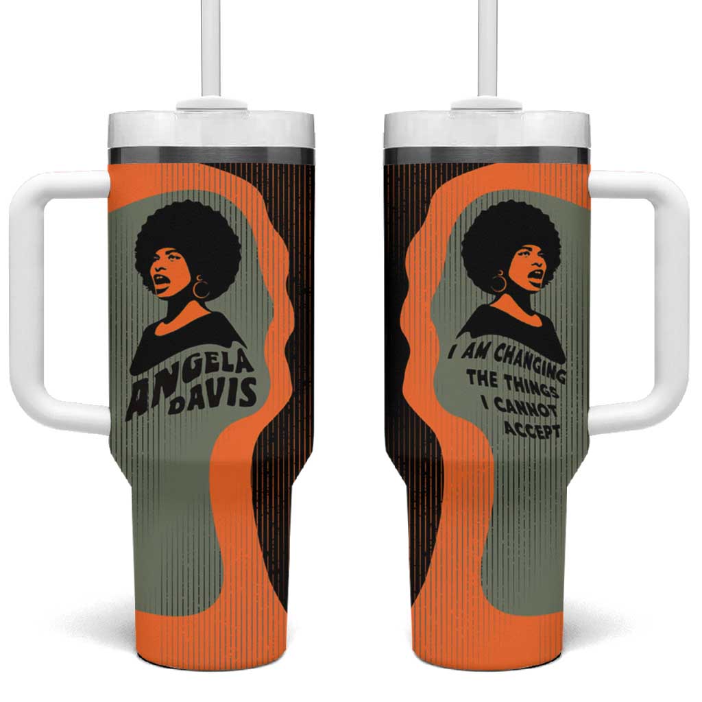 Angela Davis Tumbler With Handle Retro Graphic Design I Am Changing the Things I Cannot Accept Quote Civil Rights Empowerment Tribute - African Pride