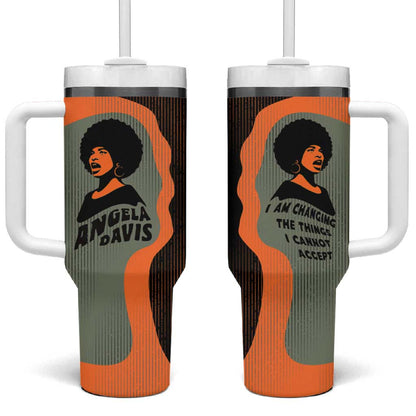 Angela Davis Tumbler With Handle Retro Graphic Design I Am Changing the Things I Cannot Accept Quote Civil Rights Empowerment Tribute - African Pride