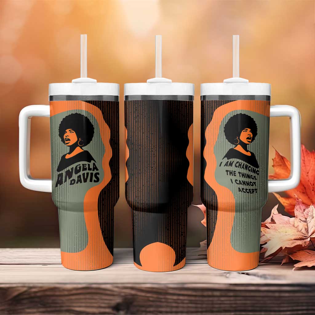 Angela Davis Tumbler With Handle Retro Graphic Design I Am Changing the Things I Cannot Accept Quote Civil Rights Empowerment Tribute - African Pride