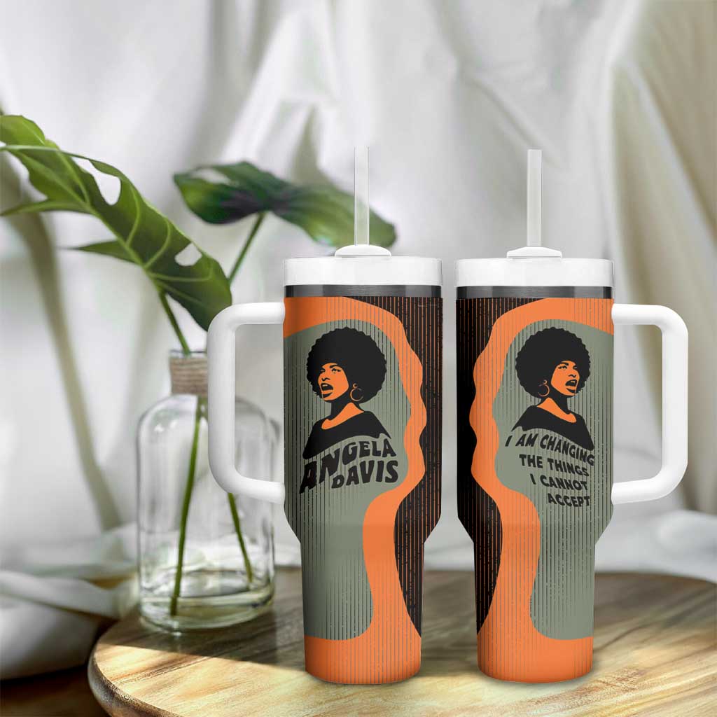 Angela Davis Tumbler With Handle Retro Graphic Design I Am Changing the Things I Cannot Accept Quote Civil Rights Empowerment Tribute - African Pride
