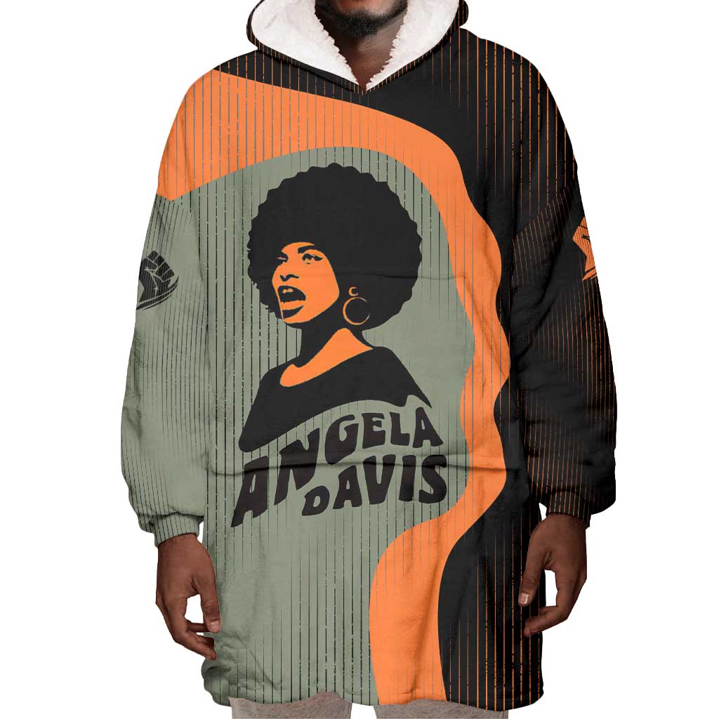 Angela Davis Wearable Blanket Hoodie Retro Graphic Design I Am Changing the Things I Cannot Accept Quote Civil Rights Empowerment Tribute - African Pride