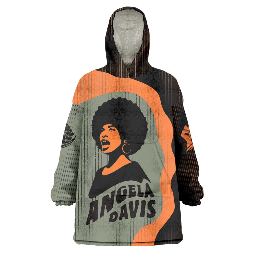 Angela Davis Wearable Blanket Hoodie Retro Graphic Design I Am Changing the Things I Cannot Accept Quote Civil Rights Empowerment Tribute - African Pride