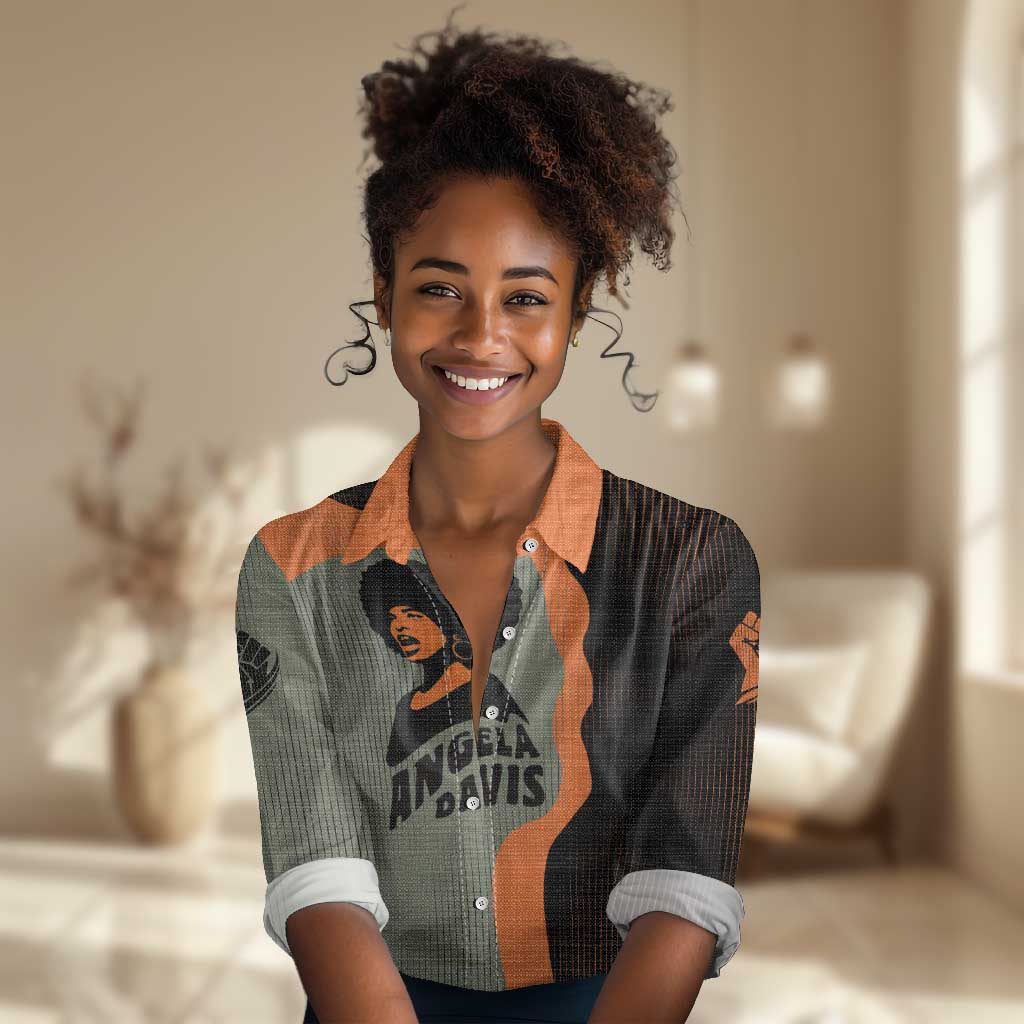 Angela Davis Women Casual Shirt Retro Graphic Design I Am Changing the Things I Cannot Accept Quote Civil Rights Empowerment Tribute - African Pride