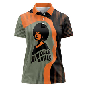 Angela Davis Women Polo Shirt Retro Graphic Design I Am Changing the Things I Cannot Accept Quote Civil Rights Empowerment Tribute TS04