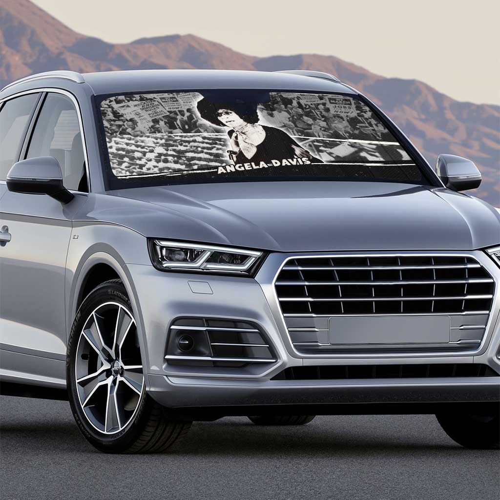 Angela Davis Auto Sun Shade Protest Design Liberating Minds and Society Quote Civil Rights Movement - African Pride