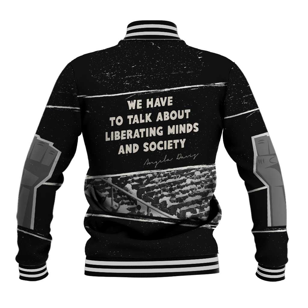 Angela Davis Baseball Jacket Protest Design Liberating Minds and Society Quote Civil Rights Movement - African Pride