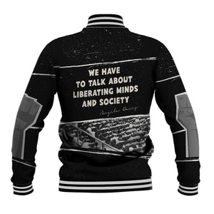Angela Davis Baseball Jacket Protest Design Liberating Minds and Society Quote Civil Rights Movement - African Pride