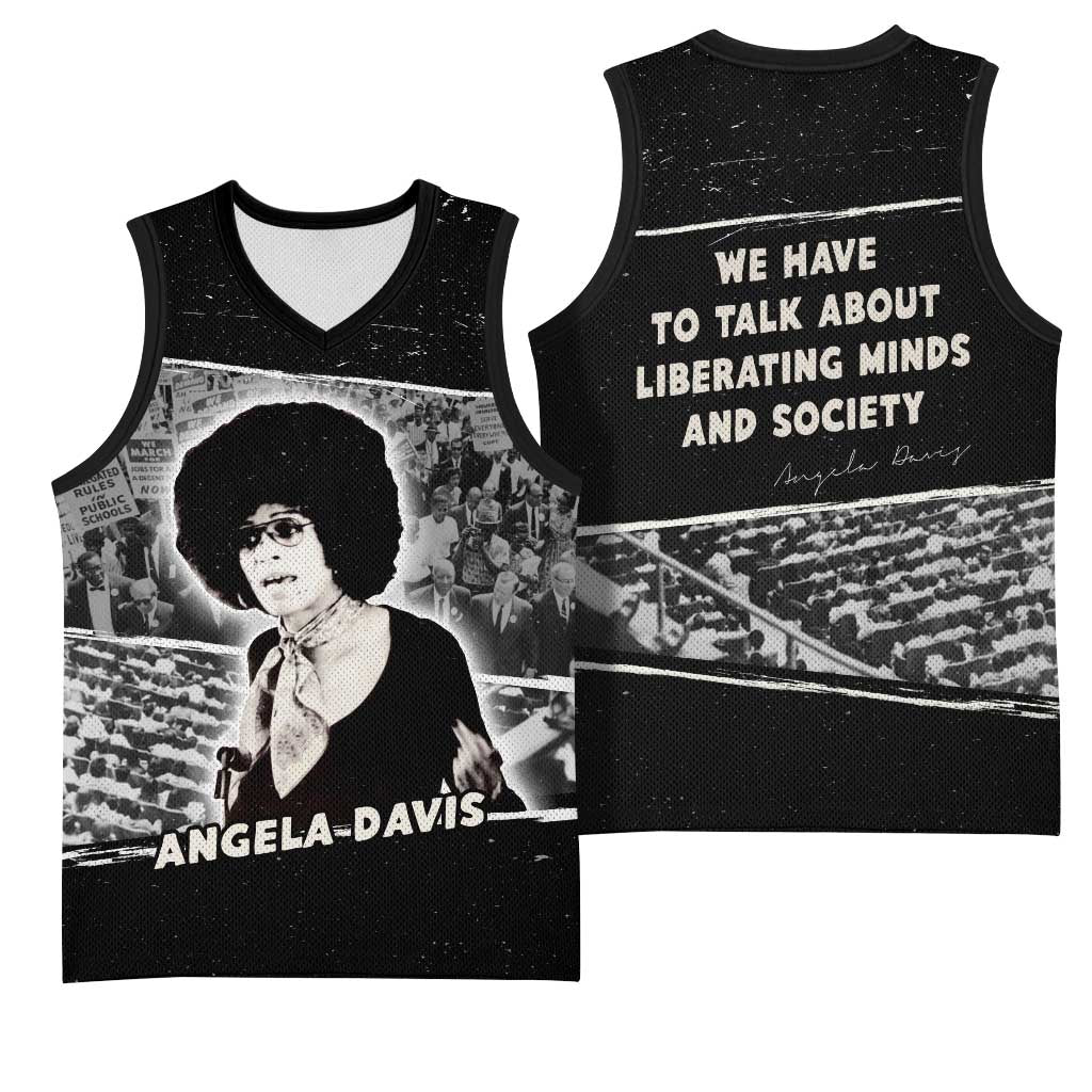 Angela Davis Basketball Jersey Protest Design Liberating Minds and Society Quote Civil Rights Movement - African Pride
