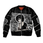 Angela Davis Bomber Jacket Protest Design Liberating Minds and Society Quote Civil Rights Movement - African Pride