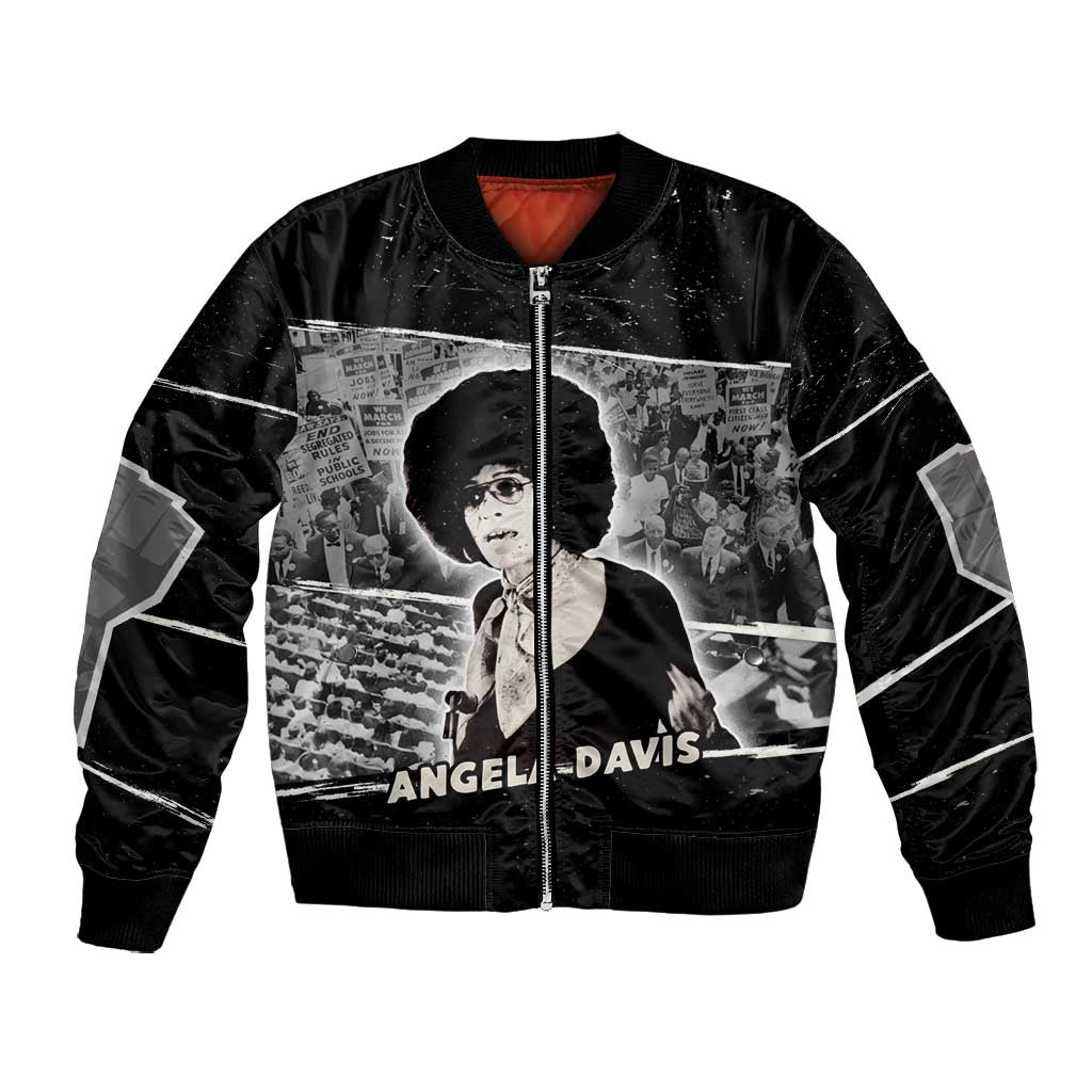 Angela Davis Bomber Jacket Protest Design Liberating Minds and Society Quote Civil Rights Movement - African Pride