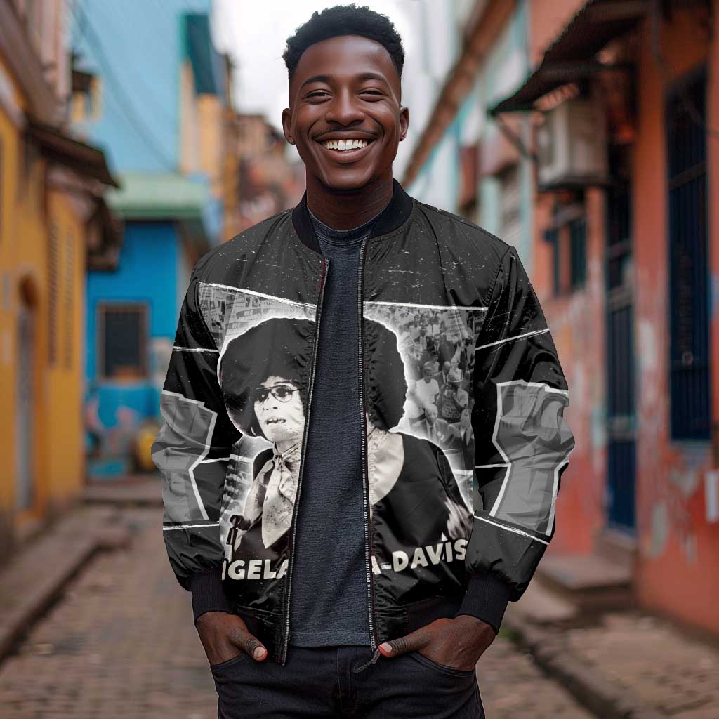 Angela Davis Bomber Jacket Protest Design Liberating Minds and Society Quote Civil Rights Movement - African Pride