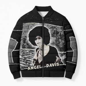 Angela Davis Bomber Puffer Jacket Protest Design Liberating Minds and Society Quote Civil Rights Movement - African Pride