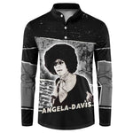 Angela Davis Button Sweatshirt Protest Design Liberating Minds and Society Quote Civil Rights Movement