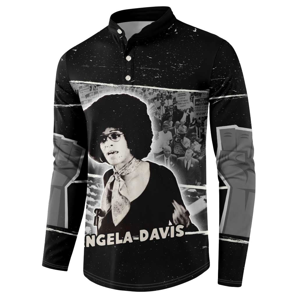 Angela Davis Button Sweatshirt Protest Design Liberating Minds and Society Quote Civil Rights Movement