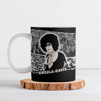 Angela Davis Ceramic Mug Protest Design Liberating Minds and Society Quote Civil Rights Movement - African Pride