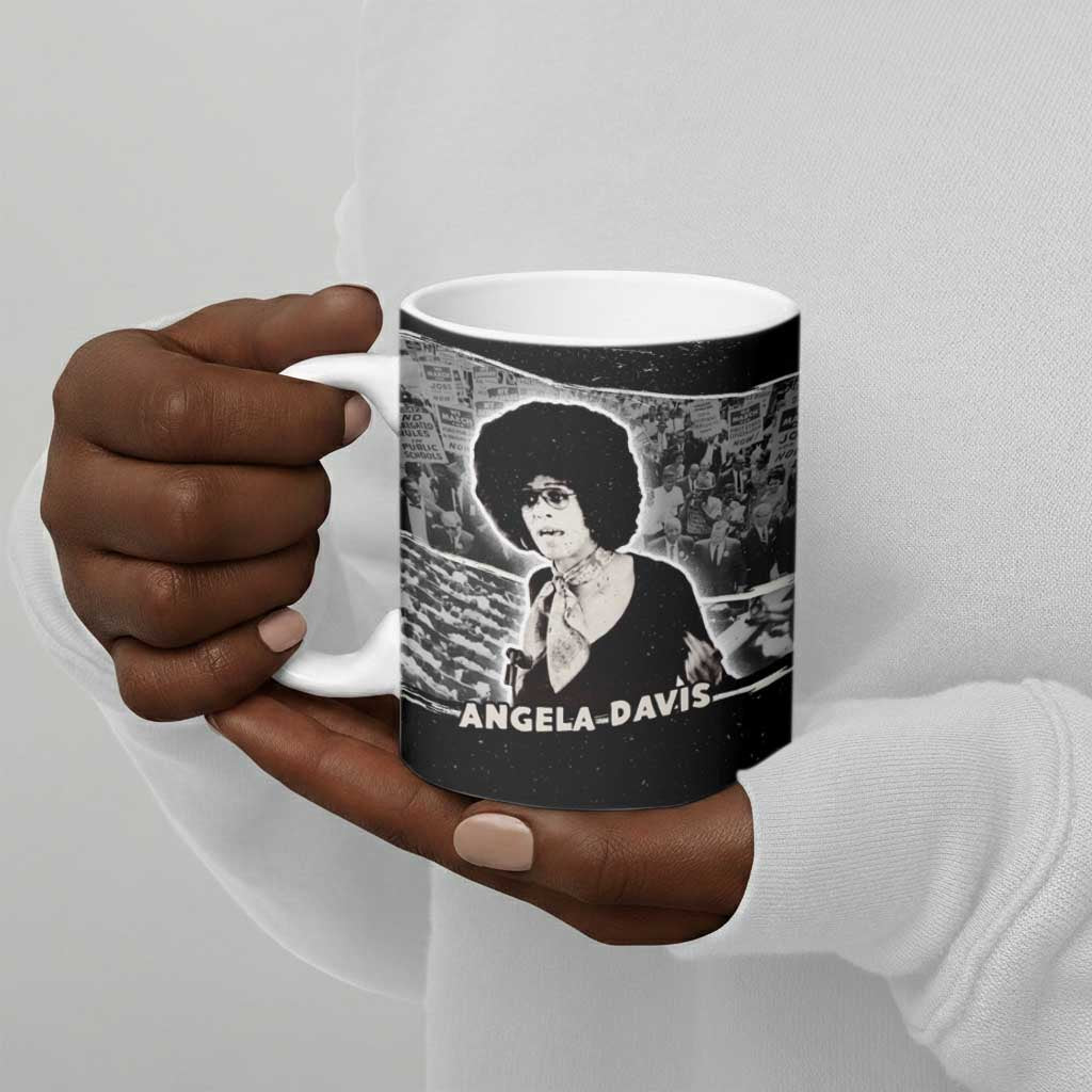 Angela Davis Ceramic Mug Protest Design Liberating Minds and Society Quote Civil Rights Movement - African Pride