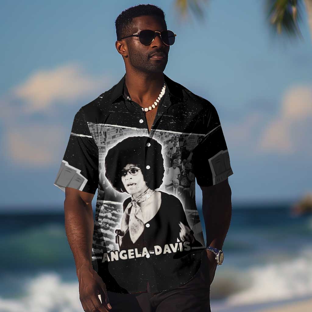 Angela Davis Hawaiian Shirt Protest Design Liberating Minds and Society Quote Civil Rights Movement TS04