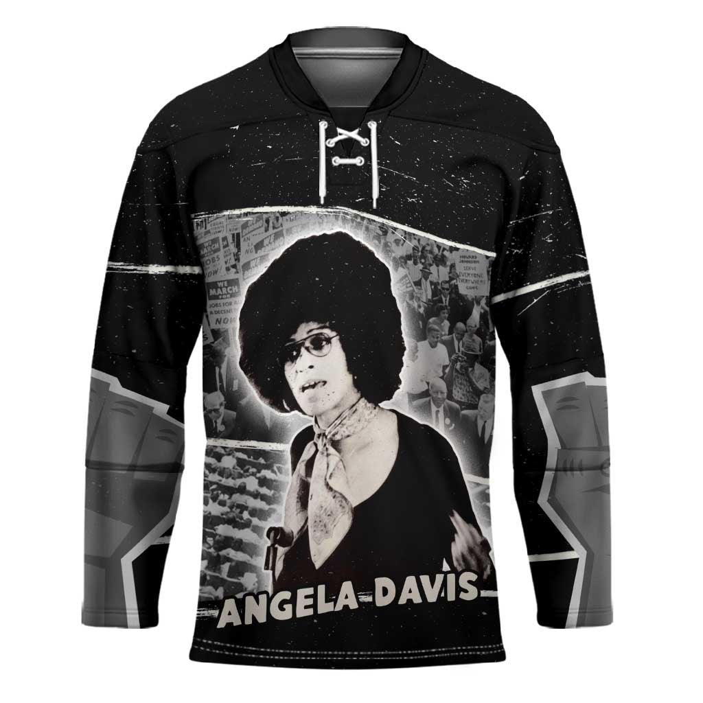Angela Davis Hockey Jersey Protest Design Liberating Minds and Society Quote Civil Rights Movement - African Pride