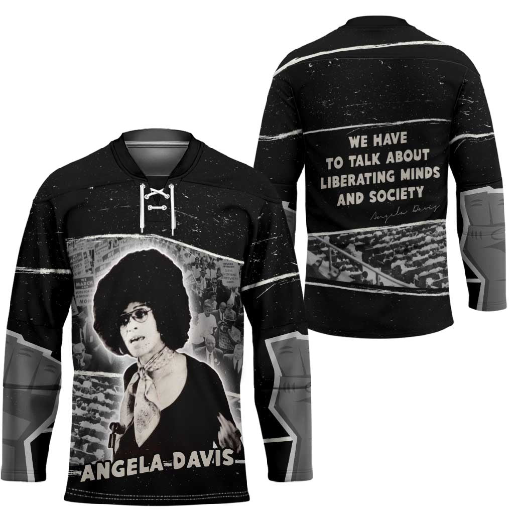 Angela Davis Hockey Jersey Protest Design Liberating Minds and Society Quote Civil Rights Movement - African Pride