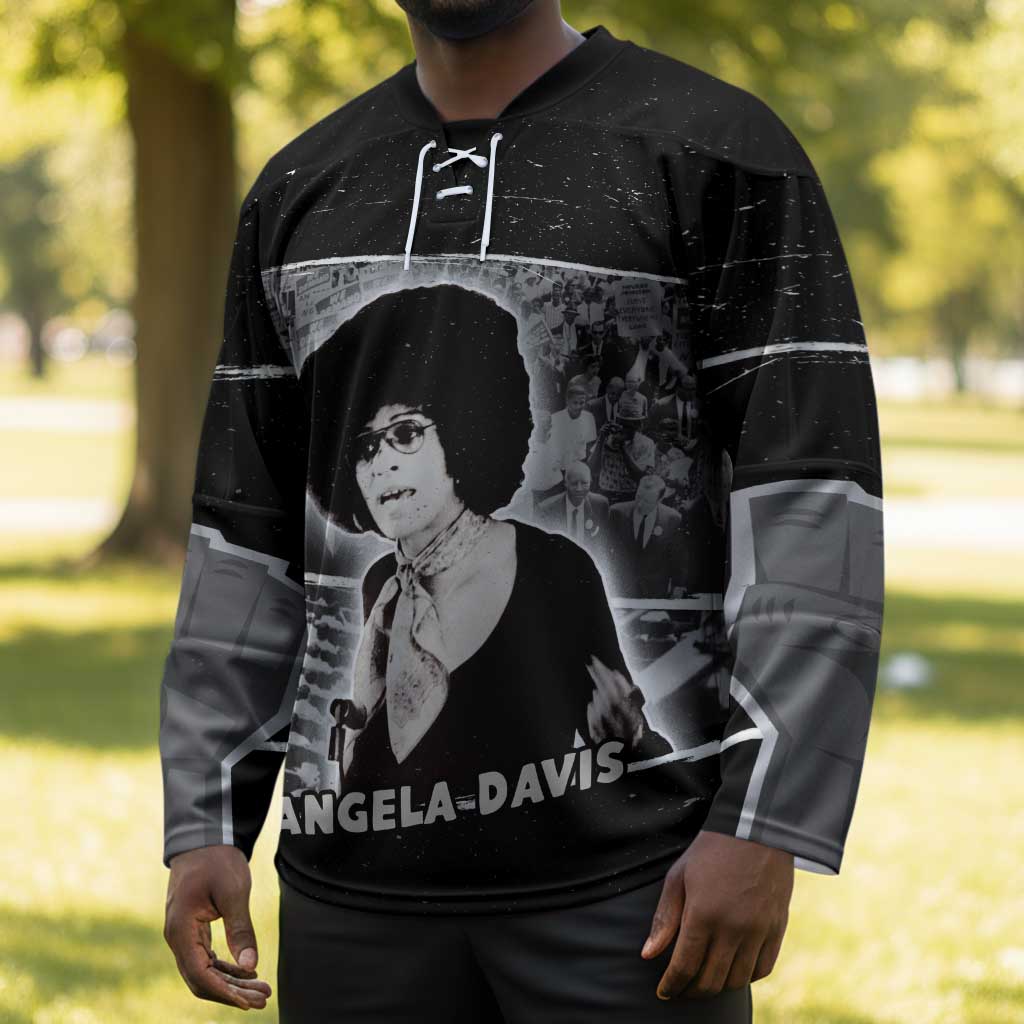 Angela Davis Hockey Jersey Protest Design Liberating Minds and Society Quote Civil Rights Movement - African Pride