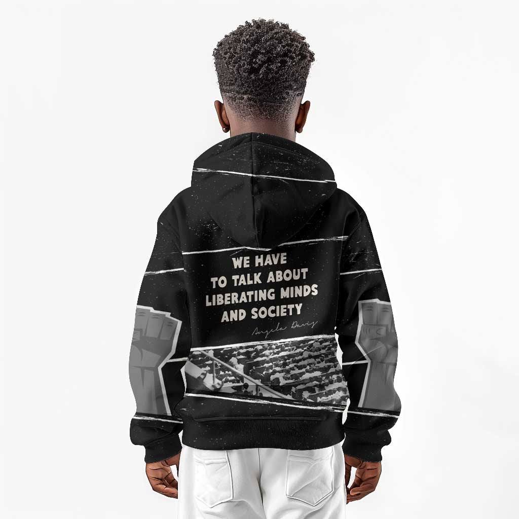 Angela Davis Kid Hoodie Protest Design Liberating Minds and Society Quote Civil Rights Movement - African Pride