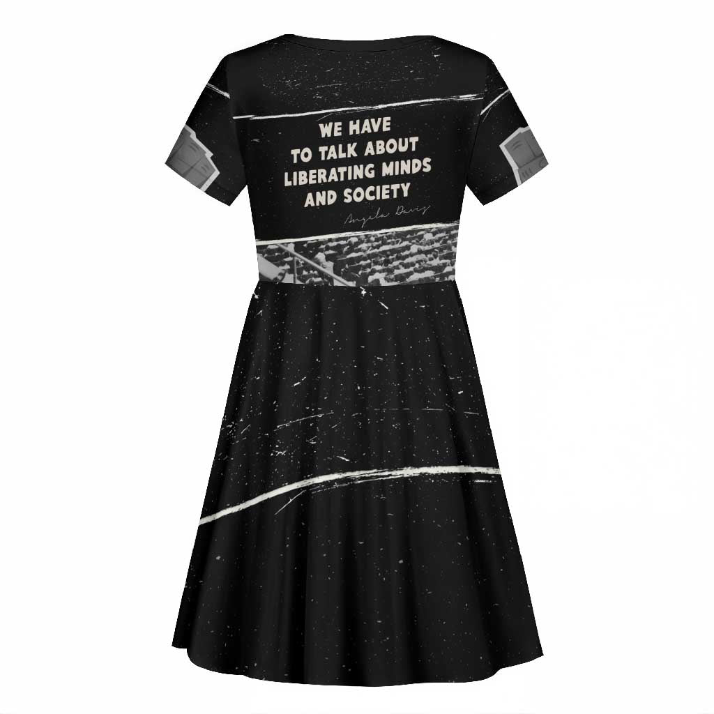 Angela Davis Kid Short Sleeve Dress Protest Design Liberating Minds and Society Quote Civil Rights Movement TS04