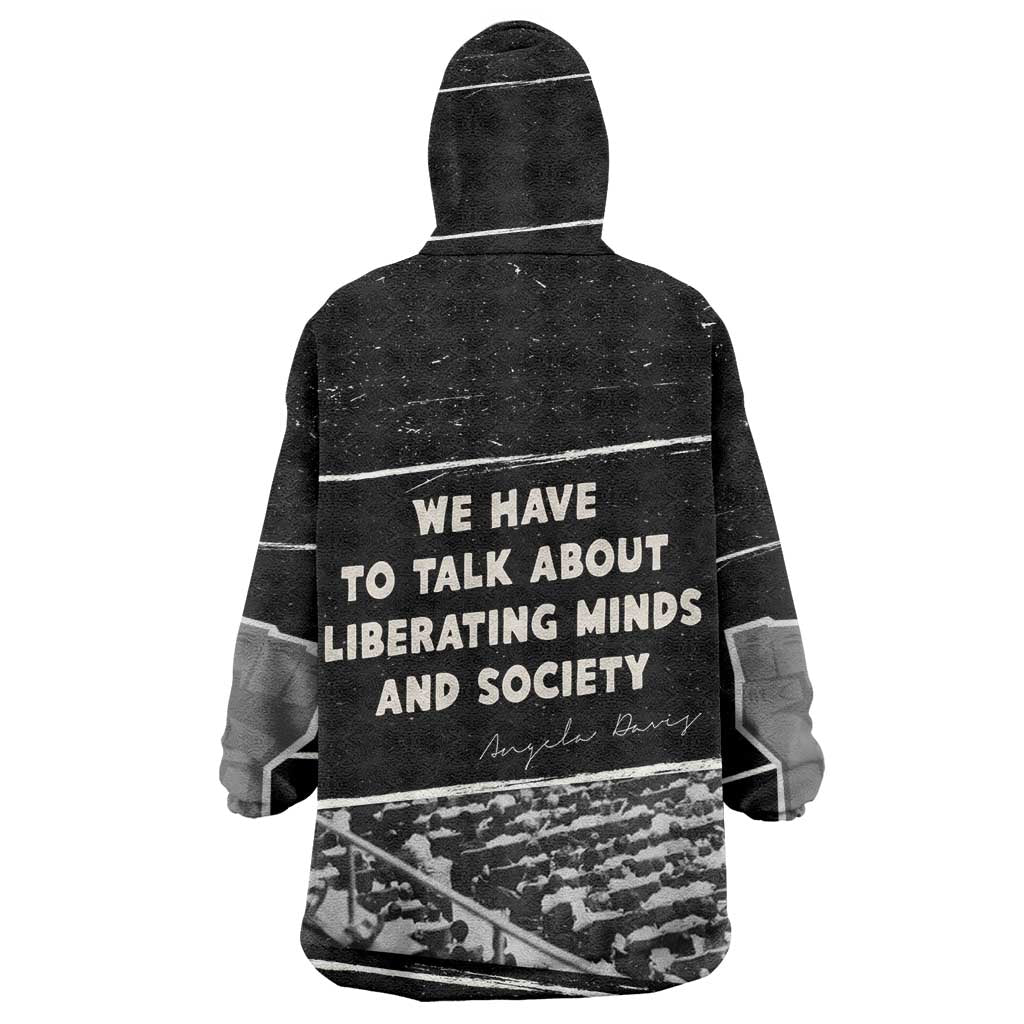 Angela Davis Kid Wearable Blanket Hoodie Protest Design Liberating Minds and Society Quote Civil Rights Movement - African Pride