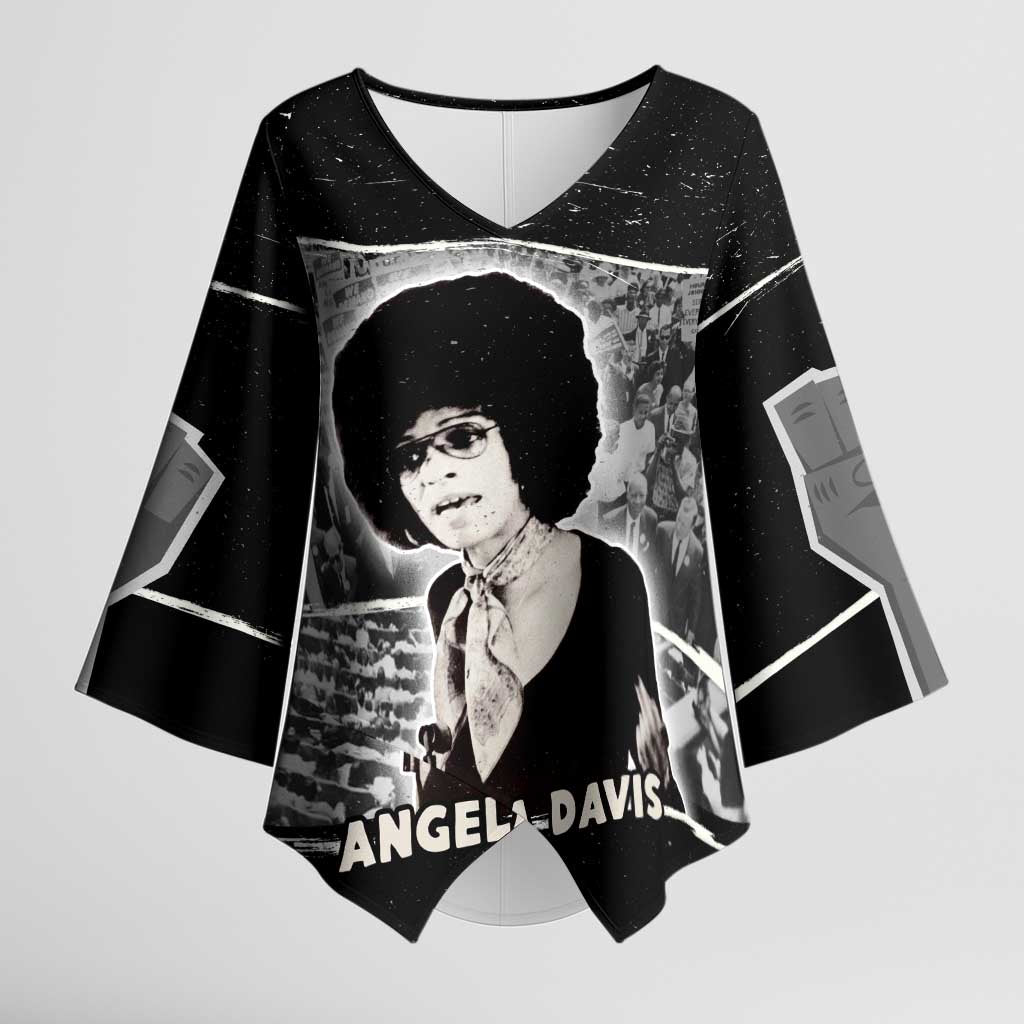 Angela Davis Kimono Sleeve Blouse Protest Design Liberating Minds and Society Quote Civil Rights Movement - African Pride