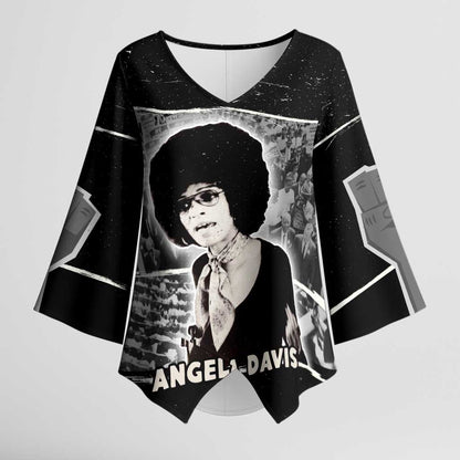 Angela Davis Kimono Sleeve Blouse Protest Design Liberating Minds and Society Quote Civil Rights Movement - African Pride