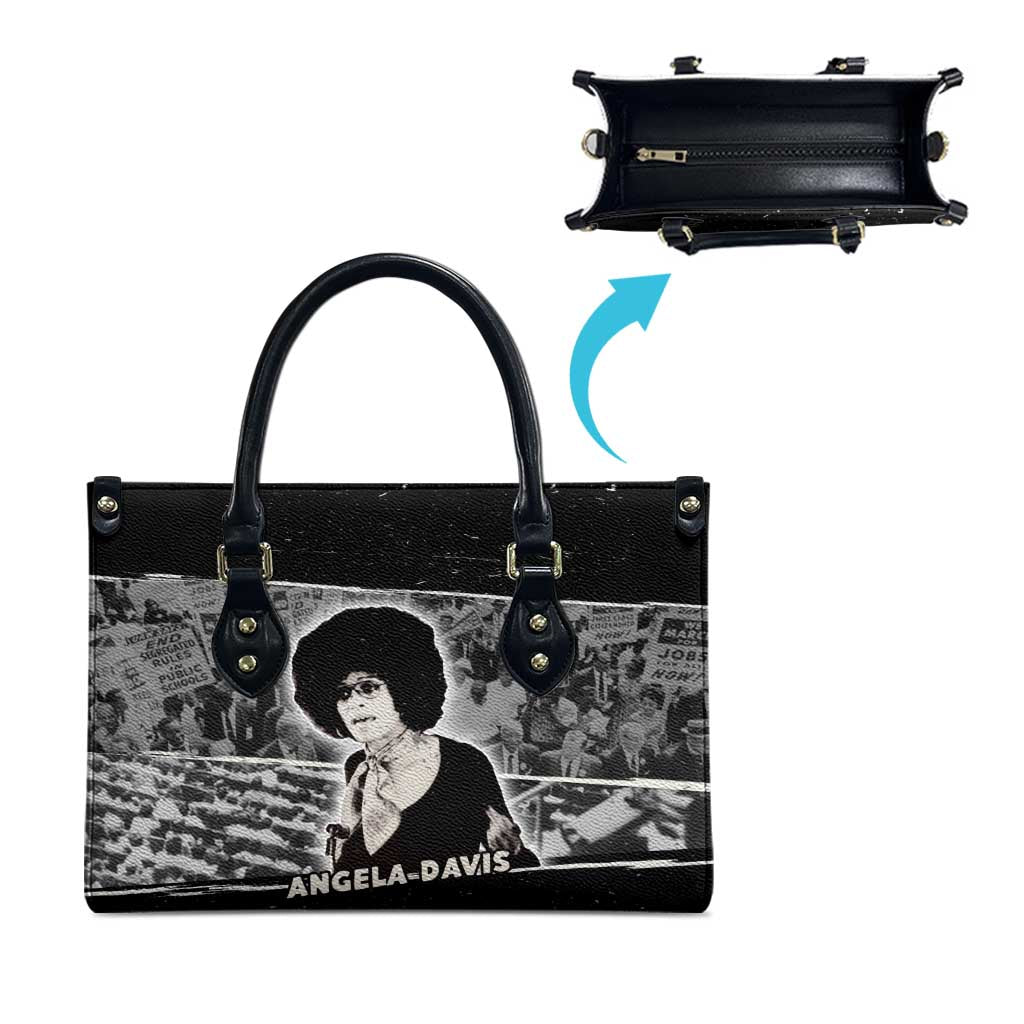 Angela Davis Leather Bag Protest Design Liberating Minds and Society Quote Civil Rights Movement - African Pride