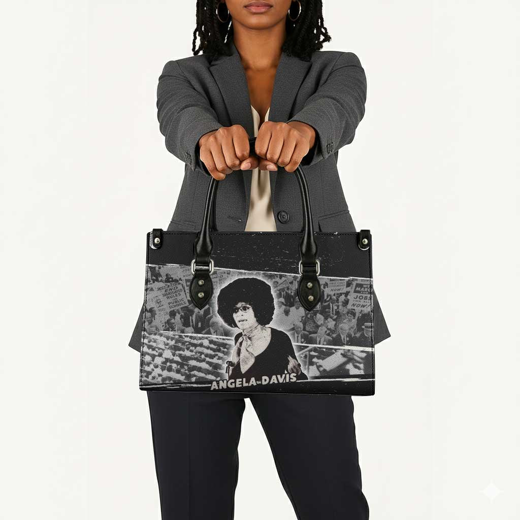 Angela Davis Leather Bag Protest Design Liberating Minds and Society Quote Civil Rights Movement - African Pride