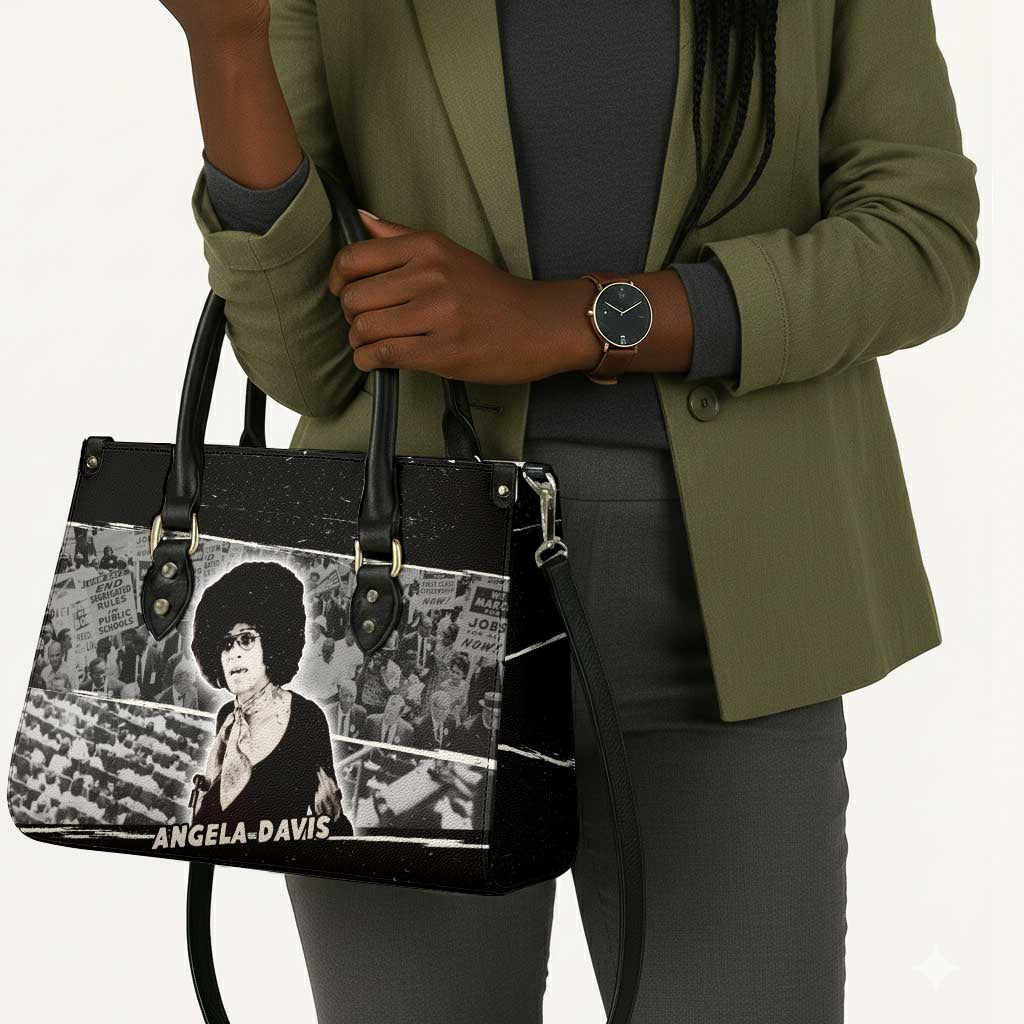 Angela Davis Leather Bag Protest Design Liberating Minds and Society Quote Civil Rights Movement - African Pride