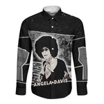 Angela Davis Long Sleeve Button Shirt Protest Design Liberating Minds and Society Quote Civil Rights Movement - African Pride