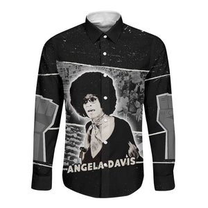 Angela Davis Long Sleeve Button Shirt Protest Design Liberating Minds and Society Quote Civil Rights Movement - African Pride
