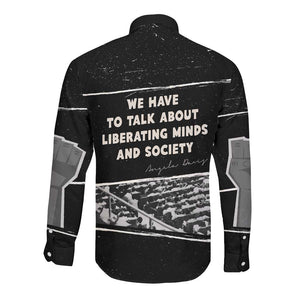 Angela Davis Long Sleeve Button Shirt Protest Design Liberating Minds and Society Quote Civil Rights Movement - African Pride